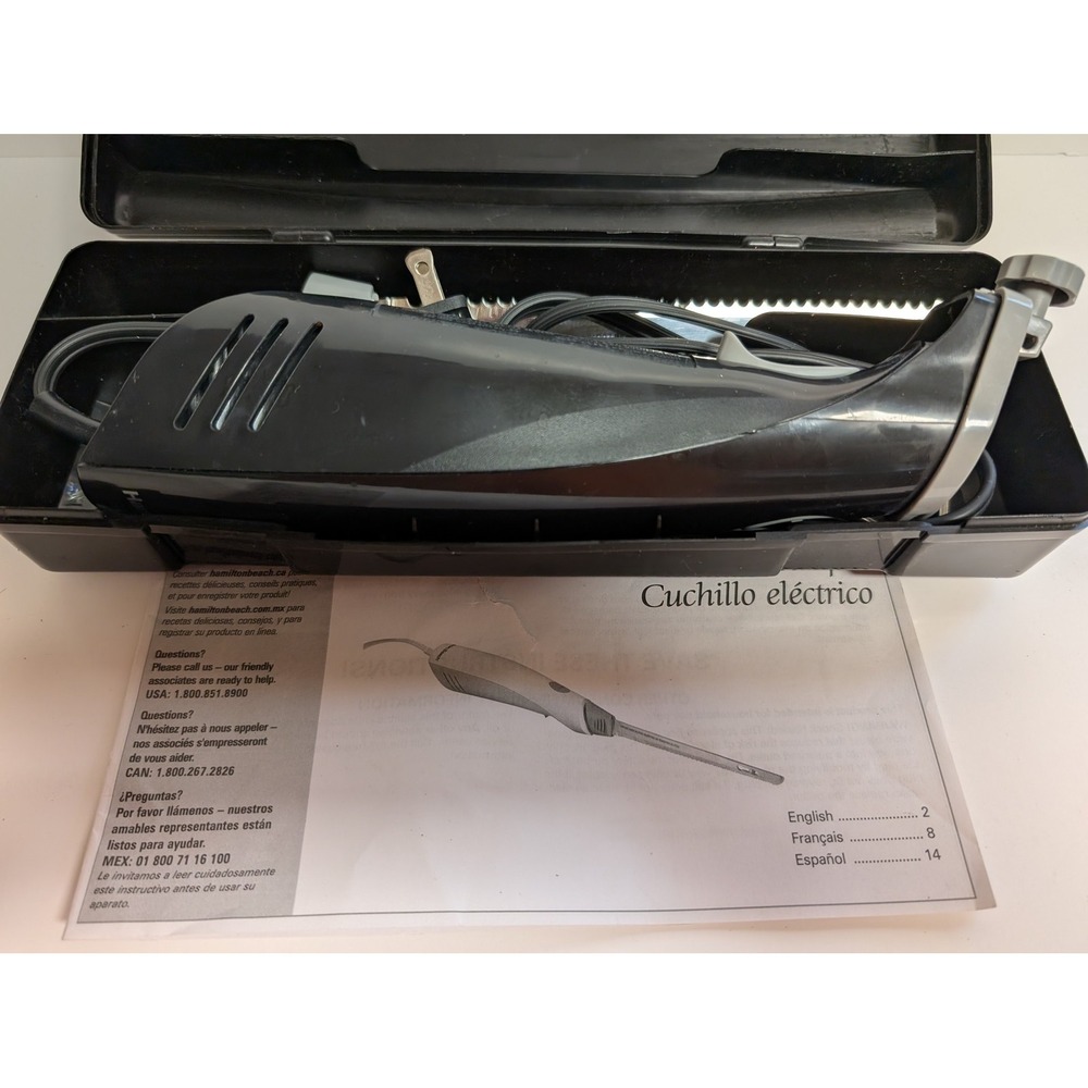 Hamilton Beach Electric Knife Set Serrated Blades Case Kitchen Carving Tool